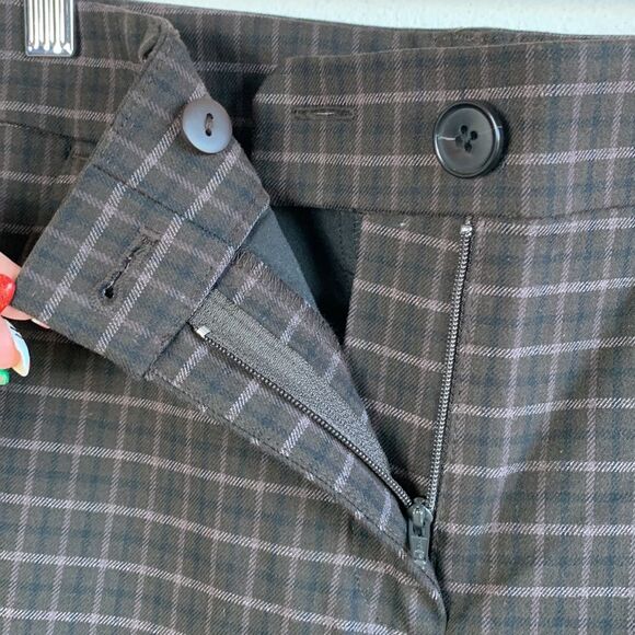 NWT Loft Brown Plaid High Waist Ankle Skinny Stretch Dress Pants Sz 2 Petite - Picture 6 of 13